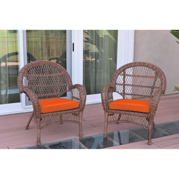 Propation W00210-C-2-FS016 Santa Maria Honey Wicker Chair with Orange Cushion PR1081409